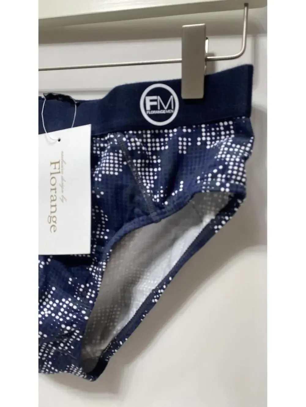 Mens Navy Blue Briefs with Elastic Waistband and White Accents Size Medium
